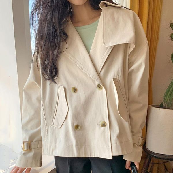 women's trench coats korean chic early autumn retro british style lapel double-breasted loose puff sleeve windbreaker short coat female, Tan;black
women's trench coats korean chic early autumn retro british style lapel double-breasted loose puff sleeve windbreaker short coat female, Tan;black