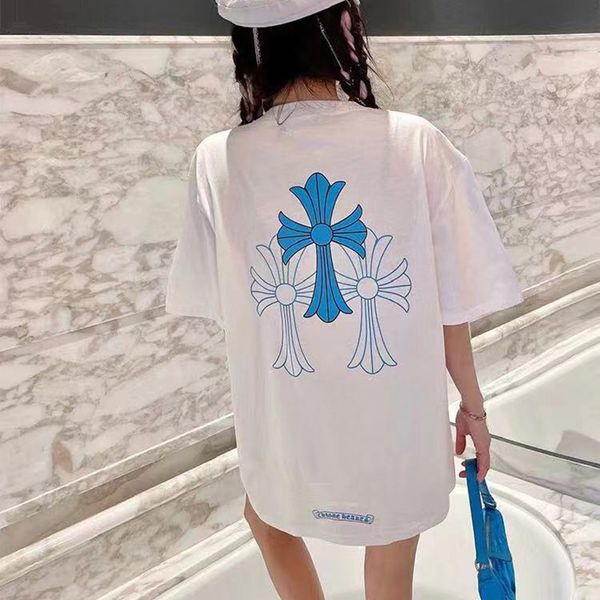 ch 21ss spring summer ch new fashion loose back blue cross print short sleeve t-shirt for men and women, White
ch 21ss spring summer ch new fashion loose back blue cross print short sleeve t-shirt for men and women, White