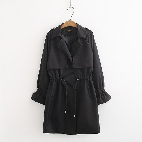 women's trench coats plus size black jackets ladies' long elastic waist officewear outwear, Tan;black
women's trench coats plus size black jackets ladies' long elastic waist officewear outwear, Tan;black