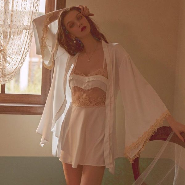 women's sleepwear pajamas sets thin silk classic embroidery sling lace bath gown wedding night dress robe with belt, Black;red
women's sleepwear pajamas sets thin silk classic embroidery sling lace bath gown wedding night dress robe with belt, Black;red