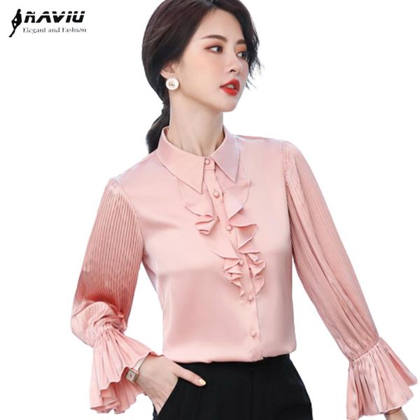 pink ruffles chiffon shirt women 2021 autumn fashion sweet flared sleeve pleated blouses office ladies formal work women's & shirts, White
pink ruffles chiffon shirt women 2021 autumn fashion sweet flared sleeve pleated blouses office ladies formal work women's & shirts, White