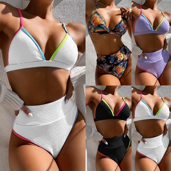 women's swimwear low-cut deep v sling s bikini summer patchwork ribbed swimsuit women high waist triangle push up whit set 2021, White;black
women's swimwear low-cut deep v sling s bikini summer patchwork ribbed swimsuit women high waist triangle push up whit set 2021, White;black