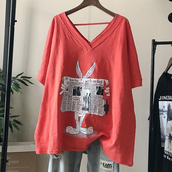women's t-shirt short-sleeve shirt with a women's v-collar, loose front and back short sleeves, big size, spring summer 71gd, White
women's t-shirt short-sleeve shirt with a women's v-collar, loose front and back short sleeves, big size, spring summer 71gd, White