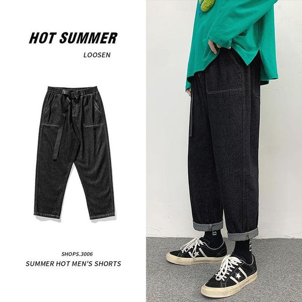 men's jeans korean belt fashion casual retro cotton harem men streetwear loose hip-hop straight denim pants mens -5xl, Blue
men's jeans korean belt fashion casual retro cotton harem men streetwear loose hip-hop straight denim pants mens -5xl, Blue
