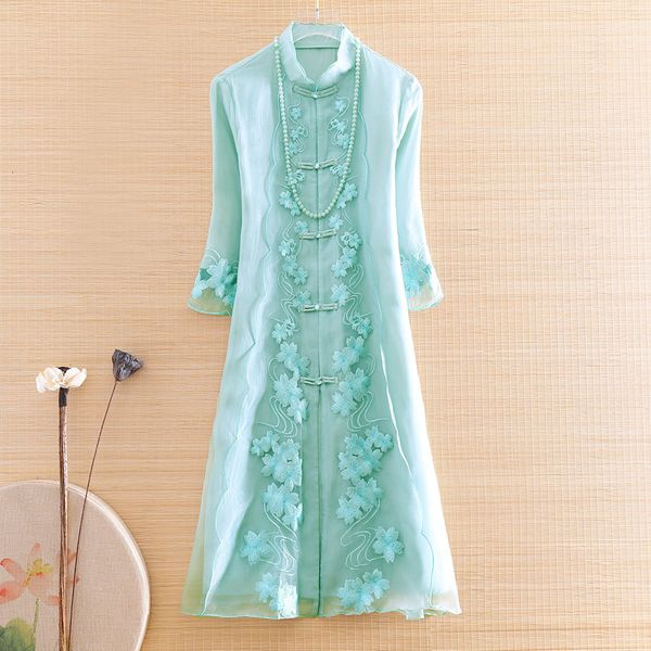 dress elegant lady outerwear chinese style summer embroidery retro women vintage organza loose trench coat female s-xxl, Black;gray
dress elegant lady outerwear chinese style summer embroidery retro women vintage organza loose trench coat female s-xxl, Black;gray