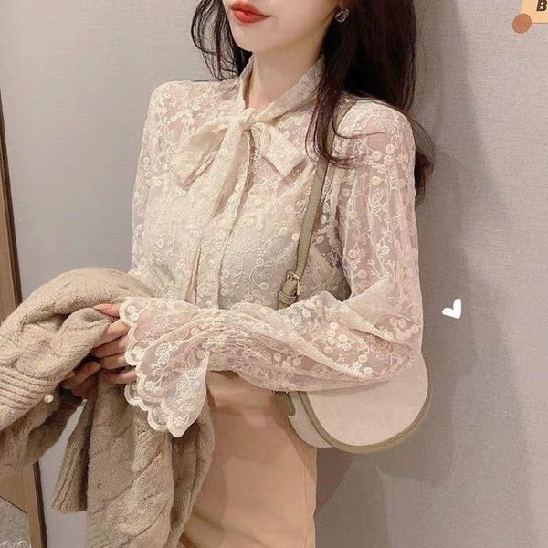 Women's Blouses & Shirts Lace Top Bow Autumn And Winter Blusas Ropa De Mujer, White
Women's Blouses & Shirts Lace Top Bow Autumn And Winter Blusas Ropa De Mujer, White