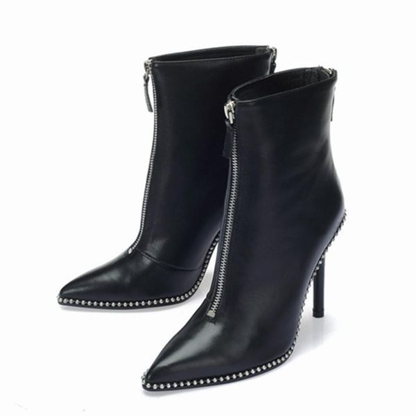 boots 2021 ankle for women pointed toe rivets high heel female front back zipper autumn winter botas mujer, Black
boots 2021 ankle for women pointed toe rivets high heel female front back zipper autumn winter botas mujer, Black