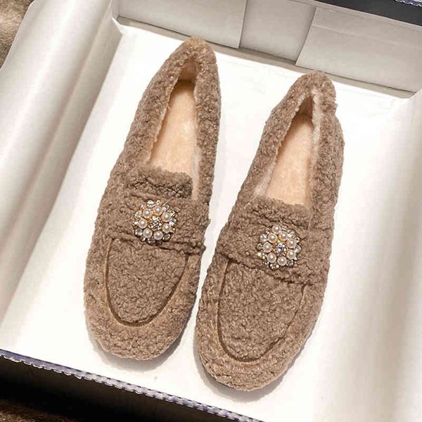 winter lamb wool keep warm women's flat sho pearl flowers slip-on loafers solid color ffy casual ladi, Black
winter lamb wool keep warm women's flat sho pearl flowers slip-on loafers solid color ffy casual ladi, Black