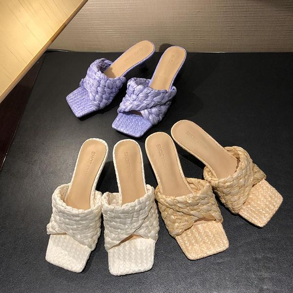 slippers 2021 summer women slipper fashion brand weave slides ladies elegant thin high heel outdoor female sandals shoes, Black
slippers 2021 summer women slipper fashion brand weave slides ladies elegant thin high heel outdoor female sandals shoes, Black