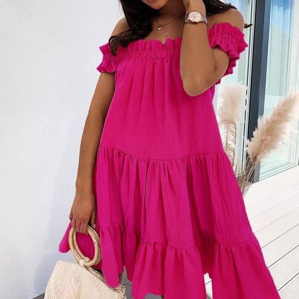 casual dresses style one neck fashion loose ruffle pleated off shoulder beach short dress, Black;gray
casual dresses style one neck fashion loose ruffle pleated off shoulder beach short dress, Black;gray