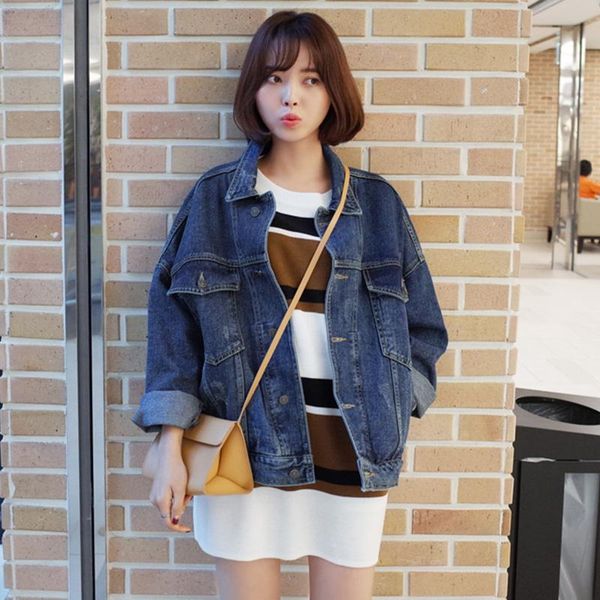 women's jackets denim jacket women clothes spring autumn jean blue korean coat harajuku loose womens and coats 2021 kj2944, Black;brown
women's jackets denim jacket women clothes spring autumn jean blue korean coat harajuku loose womens and coats 2021 kj2944, Black;brown