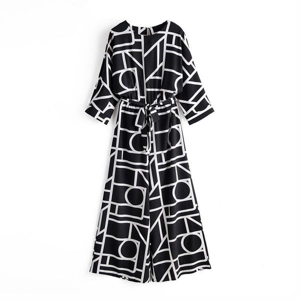 women's jumpsuits & rompers women vintage geometric pattern wide leg pants bow tie belt elastic waist pockets female chic playsuits, Black;white
women's jumpsuits & rompers women vintage geometric pattern wide leg pants bow tie belt elastic waist pockets female chic playsuits, Black;white