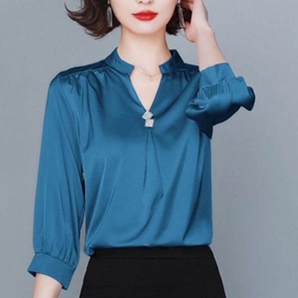 women's blouses & shirts 2021 summer fashion satin blouse three-quarter sleeve v-neck solid button straight ladies ol womens and, White
women's blouses & shirts 2021 summer fashion satin blouse three-quarter sleeve v-neck solid button straight ladies ol womens and, White