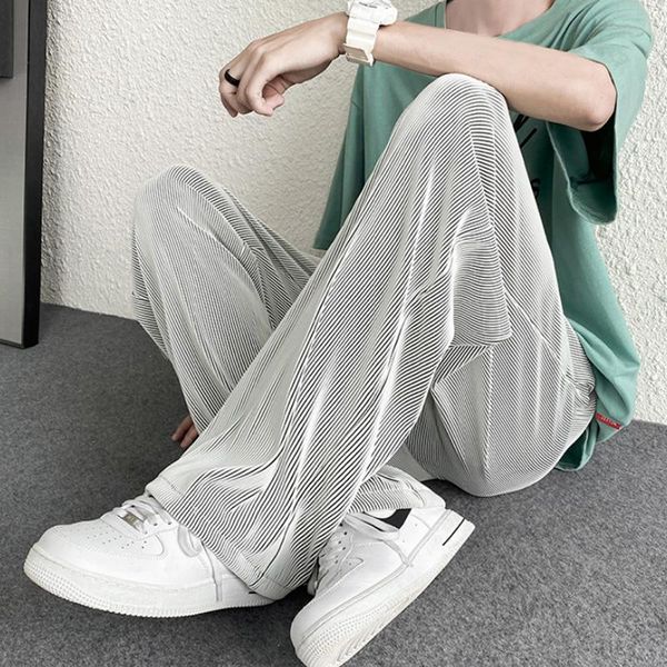 men's pants korean styles pleated straight fashion elastic waist casual streetwear ice silk touch harajuku trousers 5xl, Black
men's pants korean styles pleated straight fashion elastic waist casual streetwear ice silk touch harajuku trousers 5xl, Black