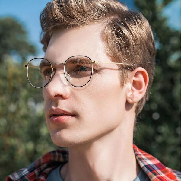sunglasses zenottic blue light blocking glasses for women men retro round metal frame anti glare/uv/eye strain computer game tv eyeglasses, White;black