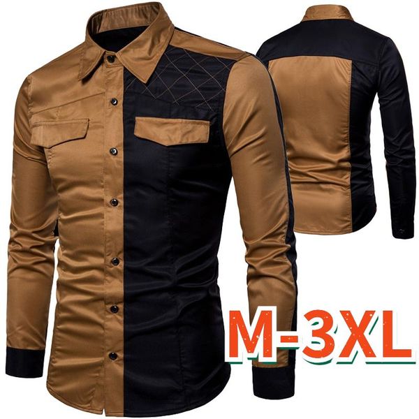 men's casual shirts splicing design business formal european and american shirt military style color matching long-sleeved for men, White;black
men's casual shirts splicing design business formal european and american shirt military style color matching long-sleeved for men, White;black