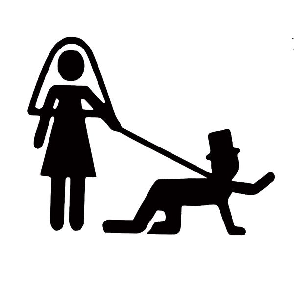 

17*13.7cm MARRIAGE- MAN ON LEASH Car Stickers Funny Personality Stickers Motorcycle SUVs Bumper Laptop Car Styling, Black