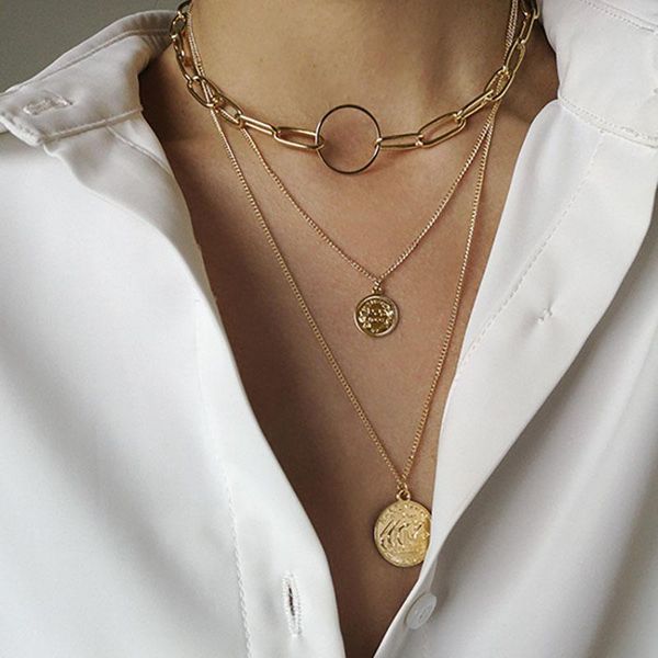 vintage multilayer portrait pendant necklace pair female bohemian circle coin thick chain fashion collar jewelry necklaces, Silver
vintage multilayer portrait pendant necklace pair female bohemian circle coin thick chain fashion collar jewelry necklaces, Silver