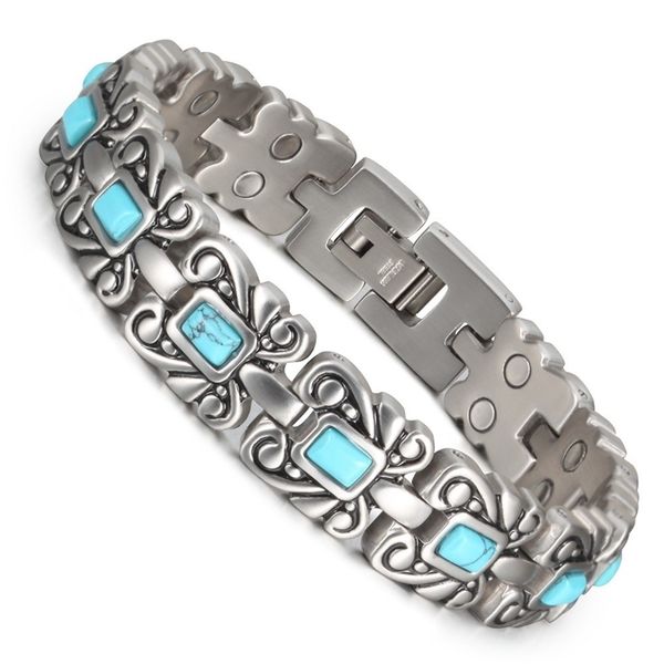 wallett fashion trend real titanium steel magnetic energy bracelet inlaid with blue turkish stone, Black
wallett fashion trend real titanium steel magnetic energy bracelet inlaid with blue turkish stone, Black