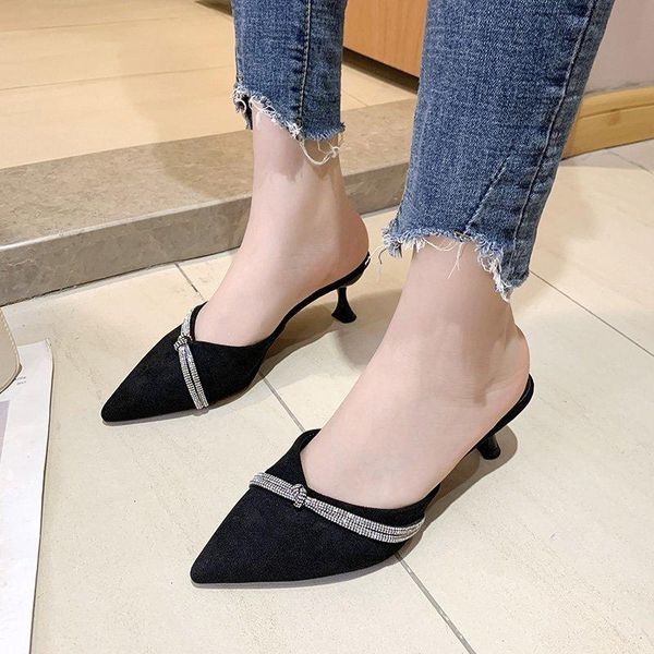sping summer women's sandals thin heels pumps crystal diamond tip wind shoes mules dress, Black
sping summer women's sandals thin heels pumps crystal diamond tip wind shoes mules dress, Black