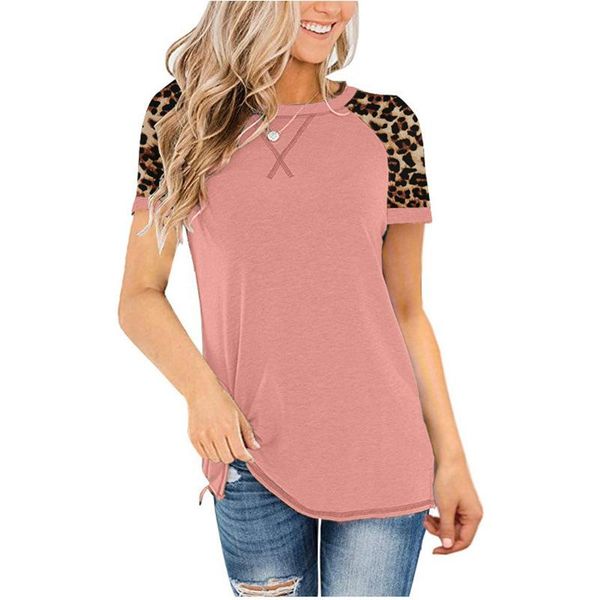women's t-shirt 2021 european and american summer clothing leopard splicing round neck short sleeve women, White
women's t-shirt 2021 european and american summer clothing leopard splicing round neck short sleeve women, White