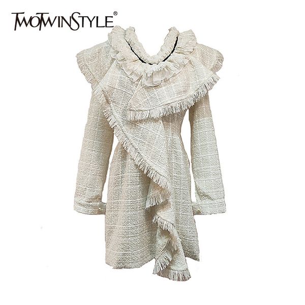 twotwinstyle plaid patchwork ruffle dress for women v neck long sleeve tassel chiffon mini dresses female fashion clothing 210517, Black;gray
twotwinstyle plaid patchwork ruffle dress for women v neck long sleeve tassel chiffon mini dresses female fashion clothing 210517, Black;gray