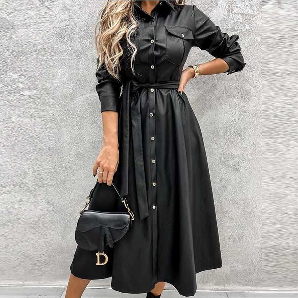 casual dresses high street pu leather dress for women autumn winter turn down collar single breasted sashes 2021 fashion midi, Black;gray
casual dresses high street pu leather dress for women autumn winter turn down collar single breasted sashes 2021 fashion midi, Black;gray