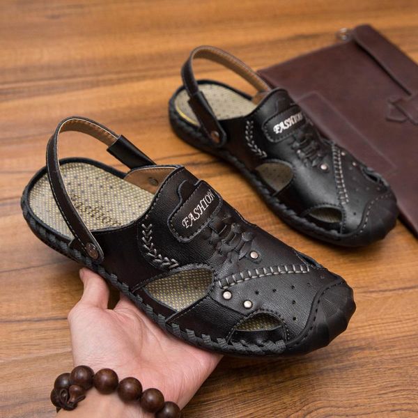 sandals genuine leather men shoes handmade sewing mens summer men's sandal male chaussure homme, Black
sandals genuine leather men shoes handmade sewing mens summer men's sandal male chaussure homme, Black