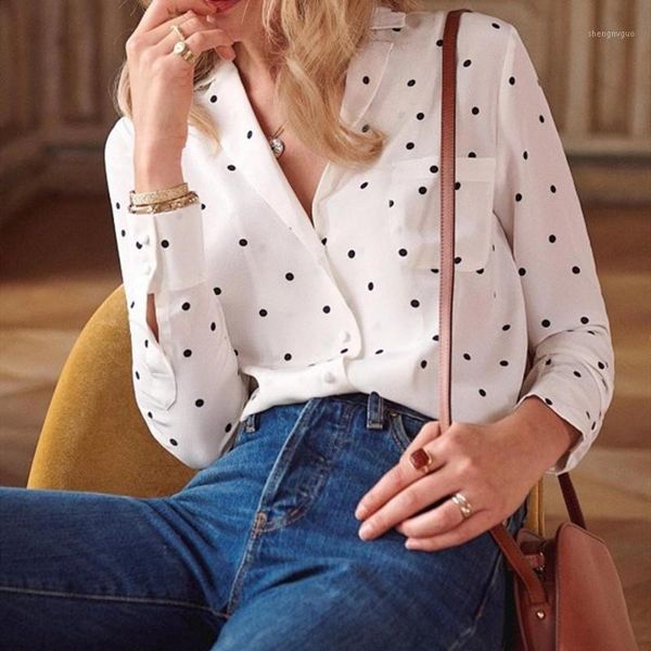 women's polka dot print shirt silk long sleeve office lady simple blouse 2021 spring blouses & shirts, White
women's polka dot print shirt silk long sleeve office lady simple blouse 2021 spring blouses & shirts, White