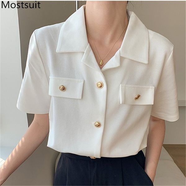 summer stylish korean vintage shirt women short sleeve turn-down collar pockets single breasted blouses blusas mujer 210513, White
summer stylish korean vintage shirt women short sleeve turn-down collar pockets single breasted blouses blusas mujer 210513, White