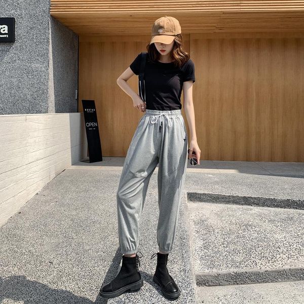 women's pants & capris 2021 summer lanterns grey sports loose binding feet harun with thin drape and casual fashion, Black;white
women's pants & capris 2021 summer lanterns grey sports loose binding feet harun with thin drape and casual fashion, Black;white