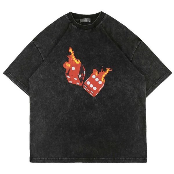 men's t-shirts travis scott fashion brand hip hop flame dice rap tour wash make old loose short sleeve tee, White;black 
men's t-shirts travis scott fashion brand hip hop flame dice rap tour wash make old loose short sleeve tee, White;black