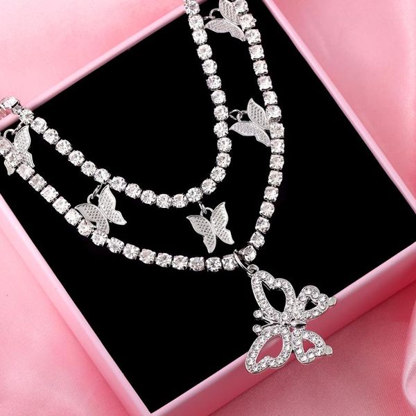 chains caraquet bling crystal hollow butterfly pendants necklace for women iced out multi-layer rhinestone tennis chain choker jewelry, Silver
chains caraquet bling crystal hollow butterfly pendants necklace for women iced out multi-layer rhinestone tennis chain choker jewelry, Silver