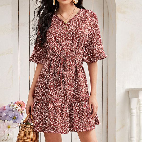 summer chiffon dress women fashion three quarter sleeve floral print mini v-neck ruffled casual beach short 210510, Black;gray
summer chiffon dress women fashion three quarter sleeve floral print mini v-neck ruffled casual beach short 210510, Black;gray