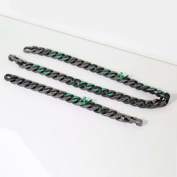 europe america men black-colour metal engraved v initials green enamel setting diamond 2054 chain links necklace bracelet jewelry sets mp285, Silver
europe america men black-colour metal engraved v initials green enamel setting diamond 2054 chain links necklace bracelet jewelry sets mp285, Silver