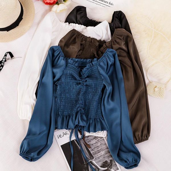 women v-neck pleated lantern sleeve drawstring blouse lasies shirt b3005 women's blouses & shirts, White
women v-neck pleated lantern sleeve drawstring blouse lasies shirt b3005 women's blouses & shirts, White