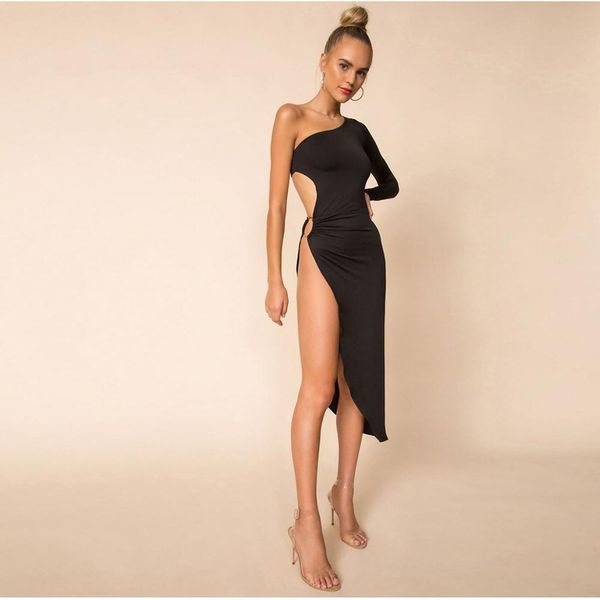high split womens dress for ladies one shoulder soild hollow out vestidos women clubwear clothes evening party robe summer, Black;gray
high split womens dress for ladies one shoulder soild hollow out vestidos women clubwear clothes evening party robe summer, Black;gray