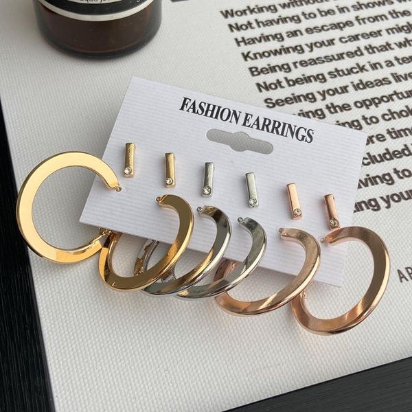 hoop & huggie 6 pairs european and american three colors round ring earrings set creative simple geometric, Golden;silver
hoop & huggie 6 pairs european and american three colors round ring earrings set creative simple geometric, Golden;silver