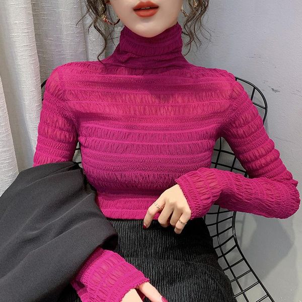 women's t-shirt ladies long sleeve turtleneck pullover net yarn lace bottoming harajuku solid color fashion crops autumn, White
women's t-shirt ladies long sleeve turtleneck pullover net yarn lace bottoming harajuku solid color fashion crops autumn, White