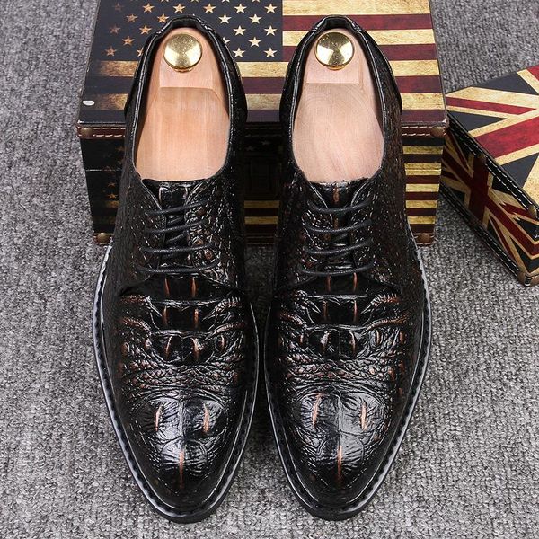 dress shoes fashion men's crocodile grain leather lace-up man business oxfords mens casual wedding driving flats, Black
dress shoes fashion men's crocodile grain leather lace-up man business oxfords mens casual wedding driving flats, Black