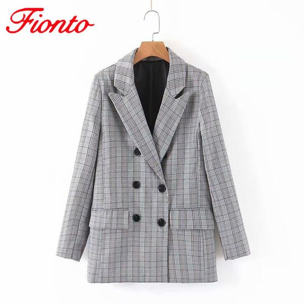 women's suits & blazers spring fashion plaid blazer 2021 retro suit collar slim jacket double breasted long sleeve casual an1485, White;black
women's suits & blazers spring fashion plaid blazer 2021 retro suit collar slim jacket double breasted long sleeve casual an1485, White;black
