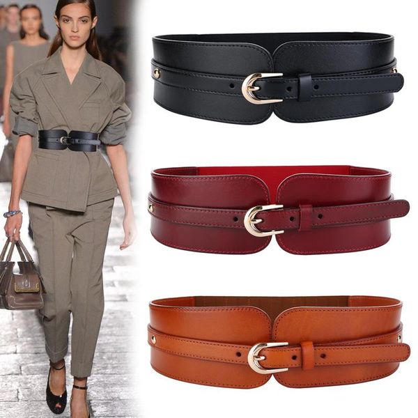 belts women black wide belt elastic gold pin buckle leather for female lady dress coat waist corset strap cummerbund, Black;brown
belts women black wide belt elastic gold pin buckle leather for female lady dress coat waist corset strap cummerbund, Black;brown