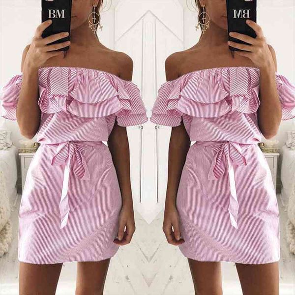 off shoulder strapless striped ruffles dress women summer sundresses beach casual shirt short mini party dresses robe femme, Black;gray
off shoulder strapless striped ruffles dress women summer sundresses beach casual shirt short mini party dresses robe femme, Black;gray
