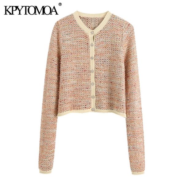 women fashion bejewelled button cropped knitted cardigan sweater vintage long sleeve female outerwear chic 210420, White;black
women fashion bejewelled button cropped knitted cardigan sweater vintage long sleeve female outerwear chic 210420, White;black