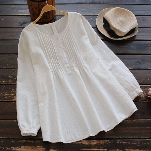 women's blouses & shirts plus size button shirt blouse casual solid color long sleeves o-neck loose summer pullover, White
women's blouses & shirts plus size button shirt blouse casual solid color long sleeves o-neck loose summer pullover, White