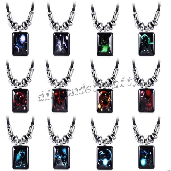 luminous pendant necklace galaxy constellation 12 zodiac design horoscope black rope chain vintage resin rectangle jewelry for women men, Silver
luminous pendant necklace galaxy constellation 12 zodiac design horoscope black rope chain vintage resin rectangle jewelry for women men, Silver