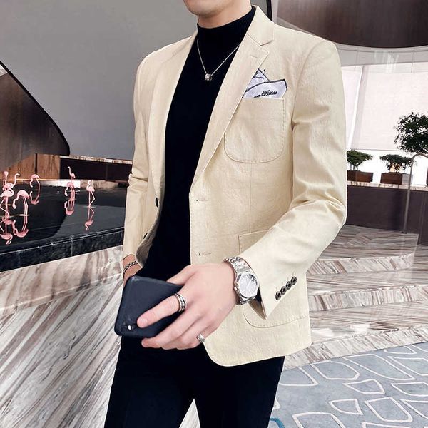 british style men blazers solid color business casual suit jacket wedding streetwear social dress coat autumn costume homme 210527, White;black
british style men blazers solid color business casual suit jacket wedding streetwear social dress coat autumn costume homme 210527, White;black