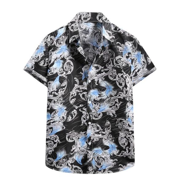 men's casual shirts button for men hawaii blouse cotton linen print short sleeve summer 2021 camisa masc, White;black 
men's casual shirts button for men hawaii blouse cotton linen print short sleeve summer 2021 camisa masc, White;black