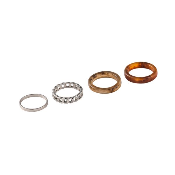japan and south korea personality acrylic band rings 4-piece set fashion net red simple versatile alloy geometric resin index temperament ri, Silver
japan and south korea personality acrylic band rings 4-piece set fashion net red simple versatile alloy geometric resin index temperament ri, Silver