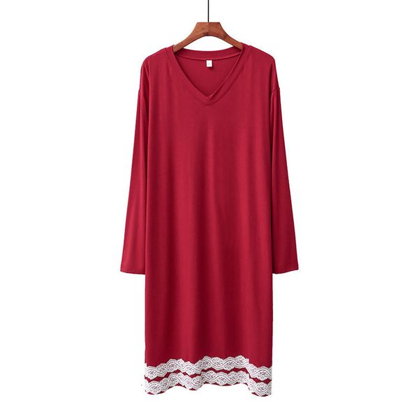 women's sleepwear loose modal cotton night women nightgowns long sleeve v neck loungewear nightshirt female vestido de mujer 1wu9, Black;red
women's sleepwear loose modal cotton night women nightgowns long sleeve v neck loungewear nightshirt female vestido de mujer 1wu9, Black;red